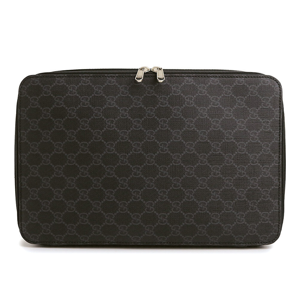 Gucci Packing Cube GG Supreme Canvas Black Clutch Bag